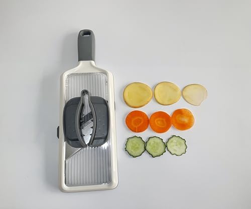Adjustable Stainless Steel Mandoline Slicer with Food Holder for Fruits and Vegetables