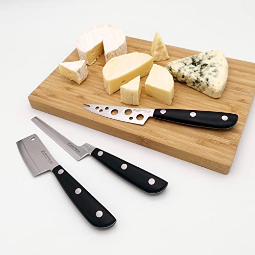 MATTSTONE HILL Premium Cheese Knife Set - Soft & Semi-Hard Cutter, Cleaver, Stainless Steel