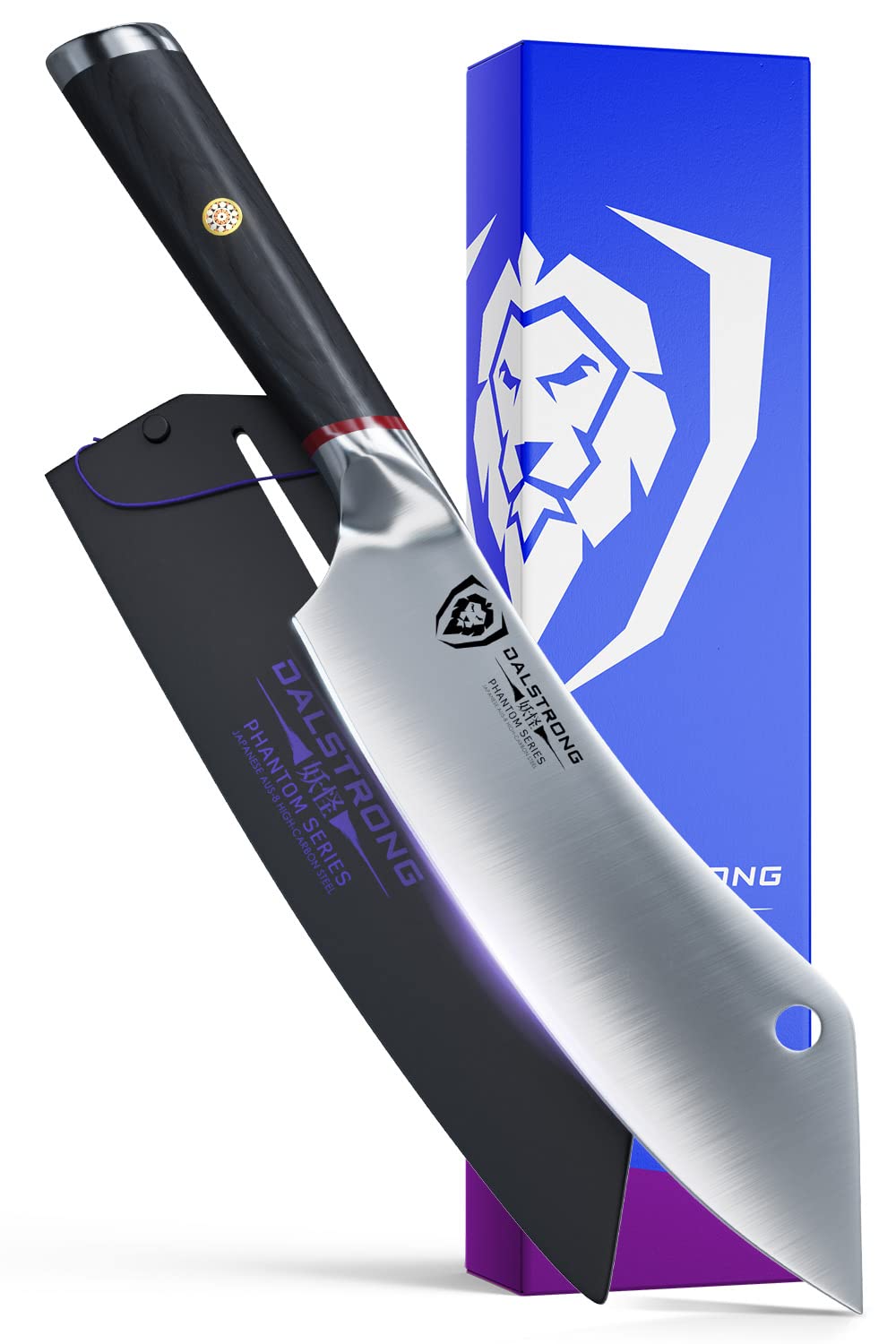 DALSTRONG Phantom Series 'The Crixus' 8 Inch Cleaver & Chef Knife - Japanese AUS8 Steel - Pakkawood Handle - Sheath Incl