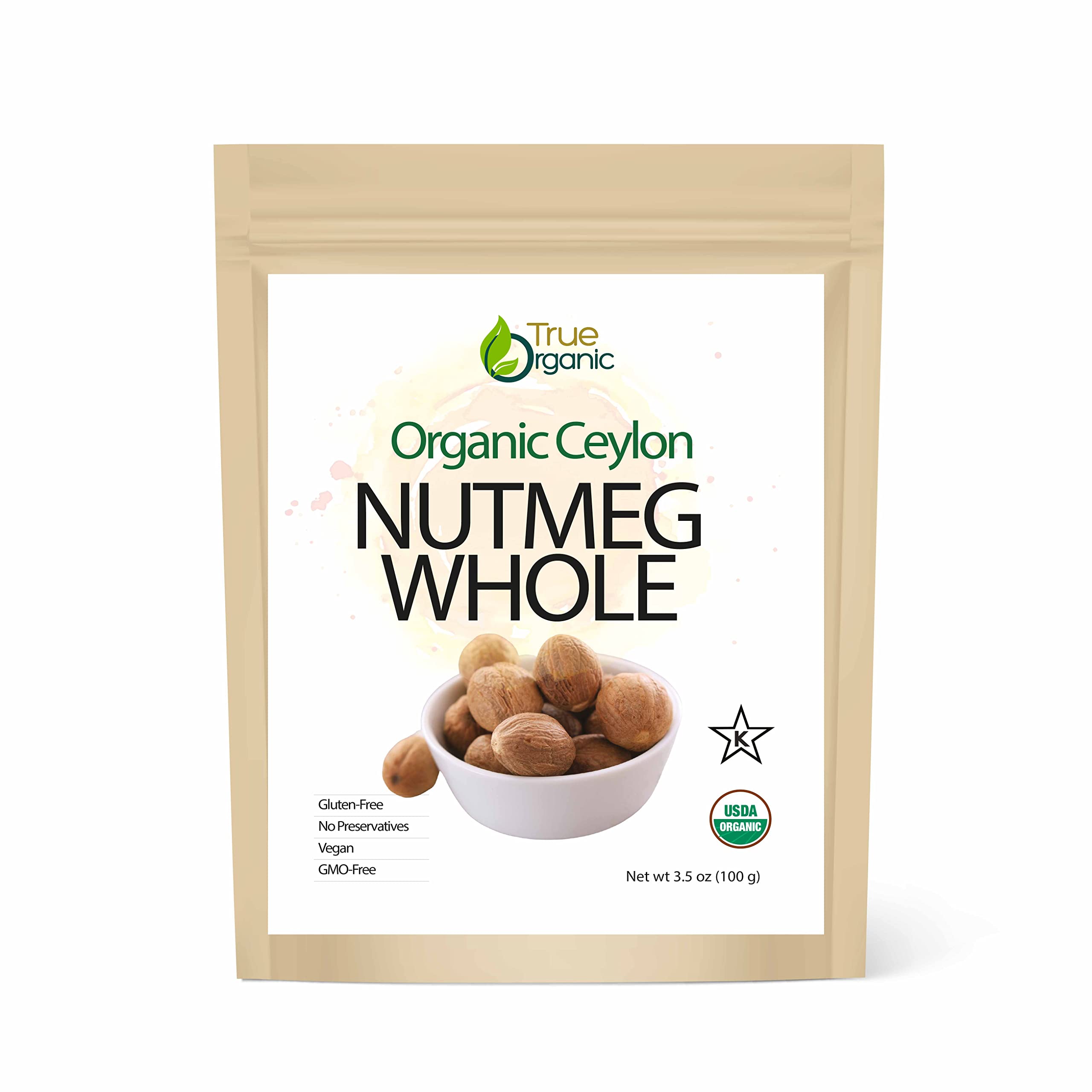 Premium Organic Ceylon Nutmeg - 3.5 oz - USDA & Kosher Certified